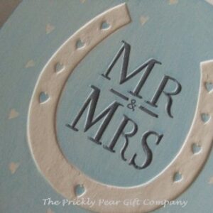Mr & Mrs Pale Baby Blue Wedding Engagement Keepsake Box Chest Holder