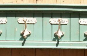 Pale Blue Wood Plaque His & Hers with 4 Hooks