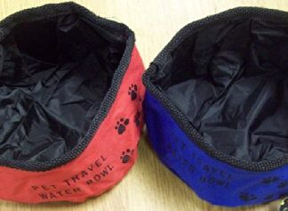 Collapsible Folding Fabric Travel Dog Cat Pet Bowl Washable and Reusable (Red)