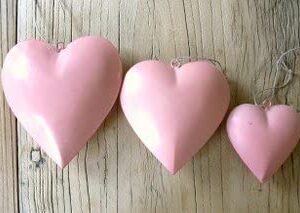 Pink Hanging Hearts x 3