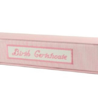 Pink Stripe Fabric Embossed Birth Certificate Box by Gisela Graham
