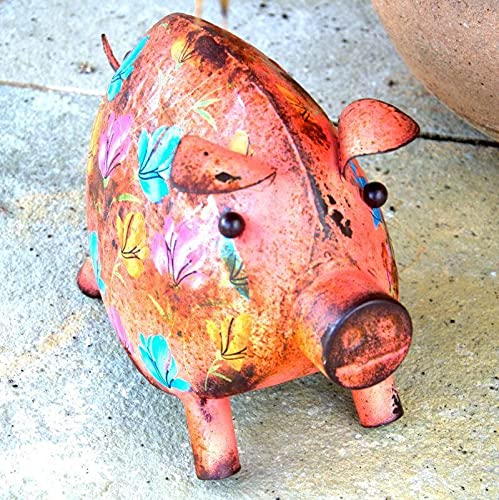 Quirky Metal Painted Pig to brighten your patio- Dorothy