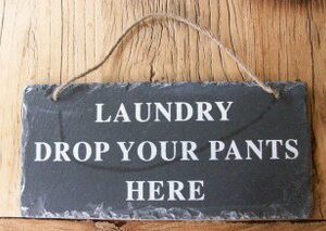Slate Hanging Plaque - Laundry Drop Your Pants Here
