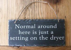 Slate Hanging Plaque - Normal Around Here Is Just A Setting On The Dryer