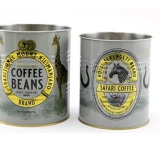 Temerity Jones Retro Vintage African Safari Storage Tins Set of 2 Old Fashioned Vintage African Safari Storage Tins, Giraffe, Elephant