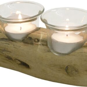 Two Driftwood Log Double Nightlight Holders